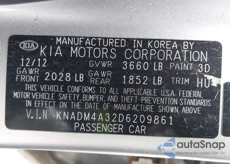 2013 Kia Rio Lx из США, поврежденный, VIN KNADM4A32D6209861